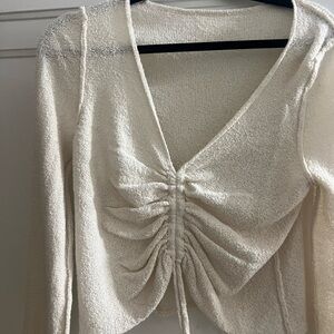 OAK + FORT Textured Knit Top in Cream